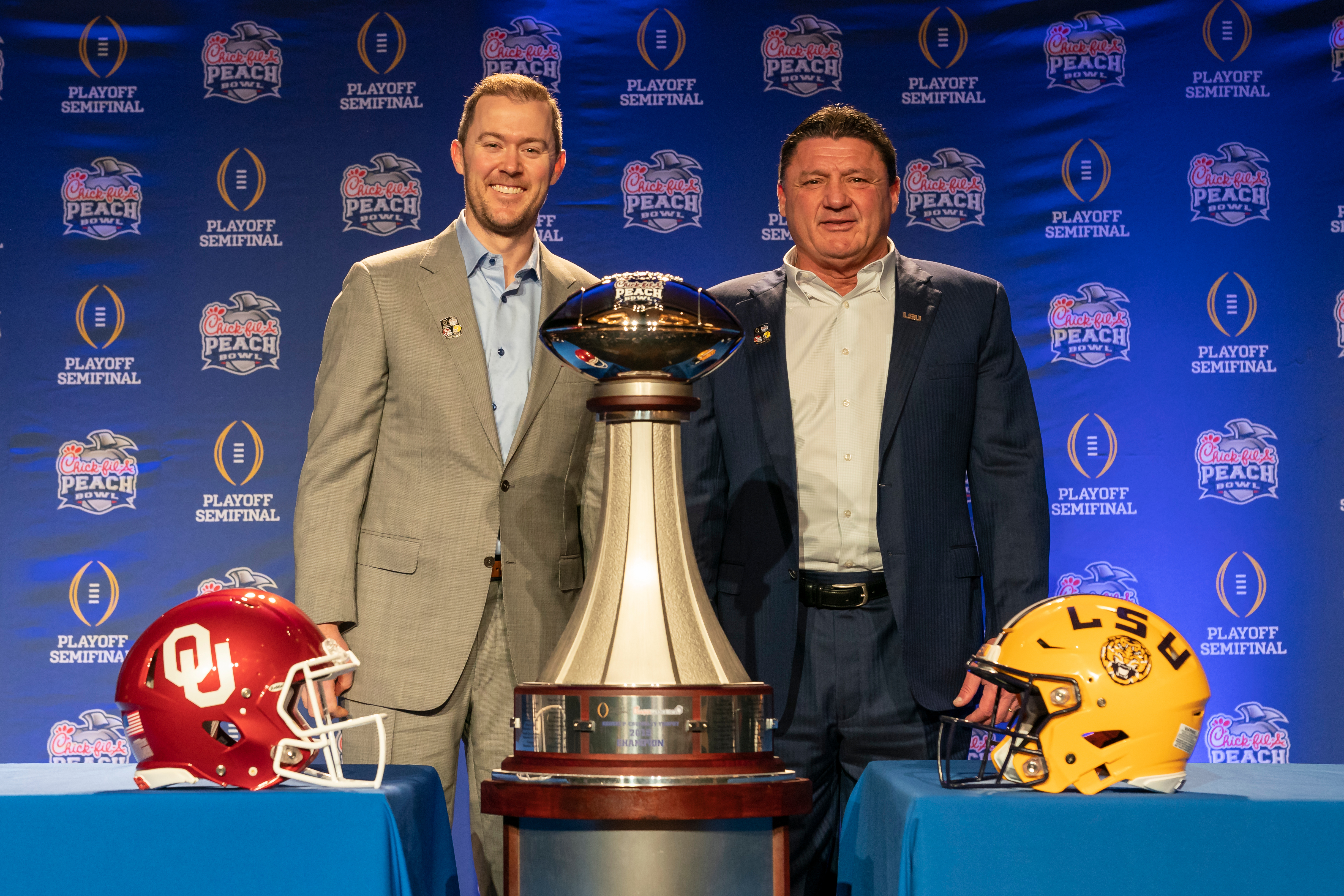 Peach Bowl Oklahoma LSU Joint Coaches News Conference