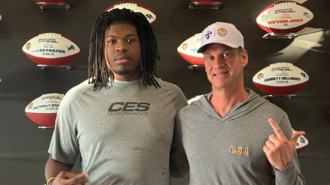 Adrian Lamb and Lane Kiffin, LSU