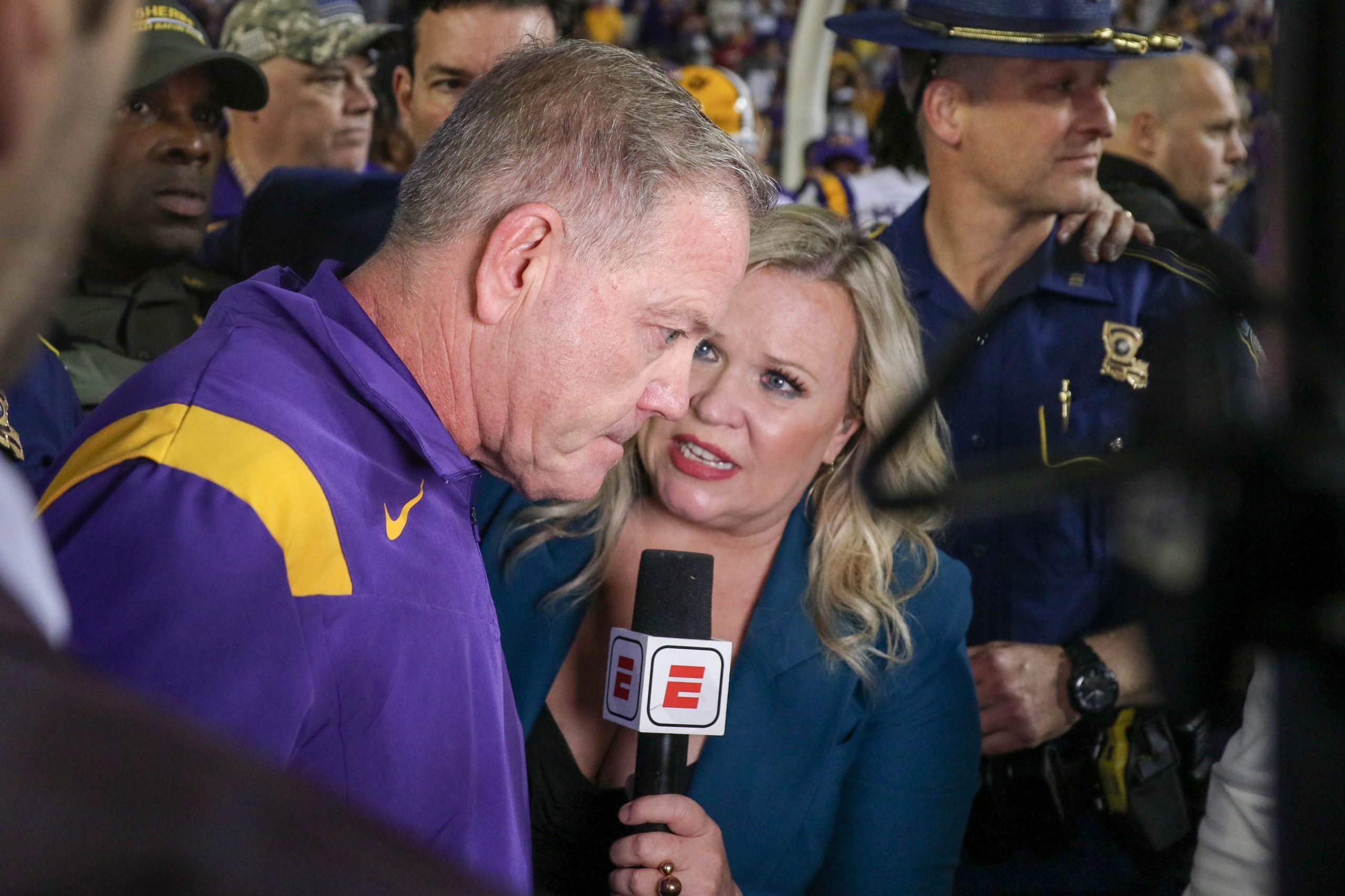 Brian Kelly with Holly Rowe