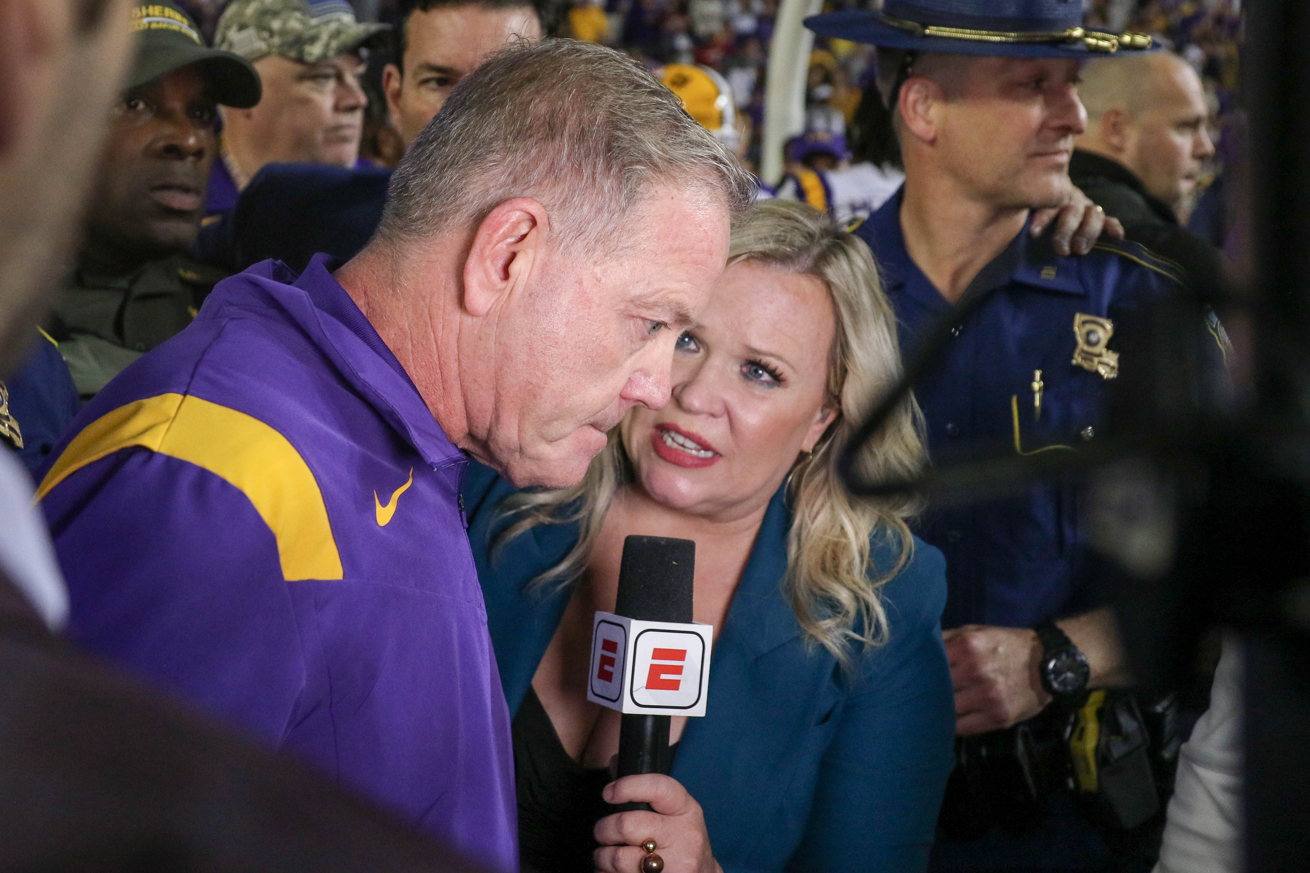 Brian Kelly with Holly Rowe