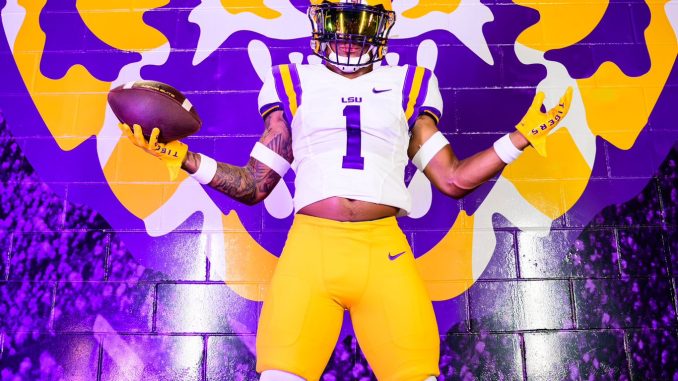 Caden Durham in LSU uni 2