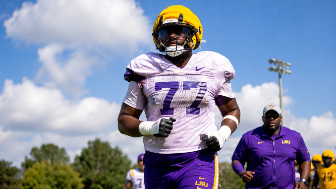 Jordan Seaton, LSU, practicing under blue skies at the Ponderosa