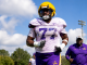 Jordan Seaton, LSU, practicing under blue skies at the Ponderosa