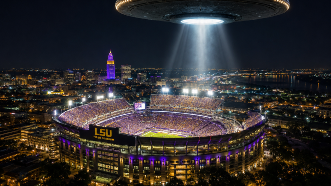 LSU's Tiger Stadium rendered on a Saturday Night