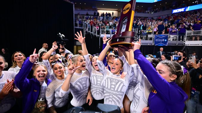 LSU gymnastics sets school record in nail-biter to claim first national ...