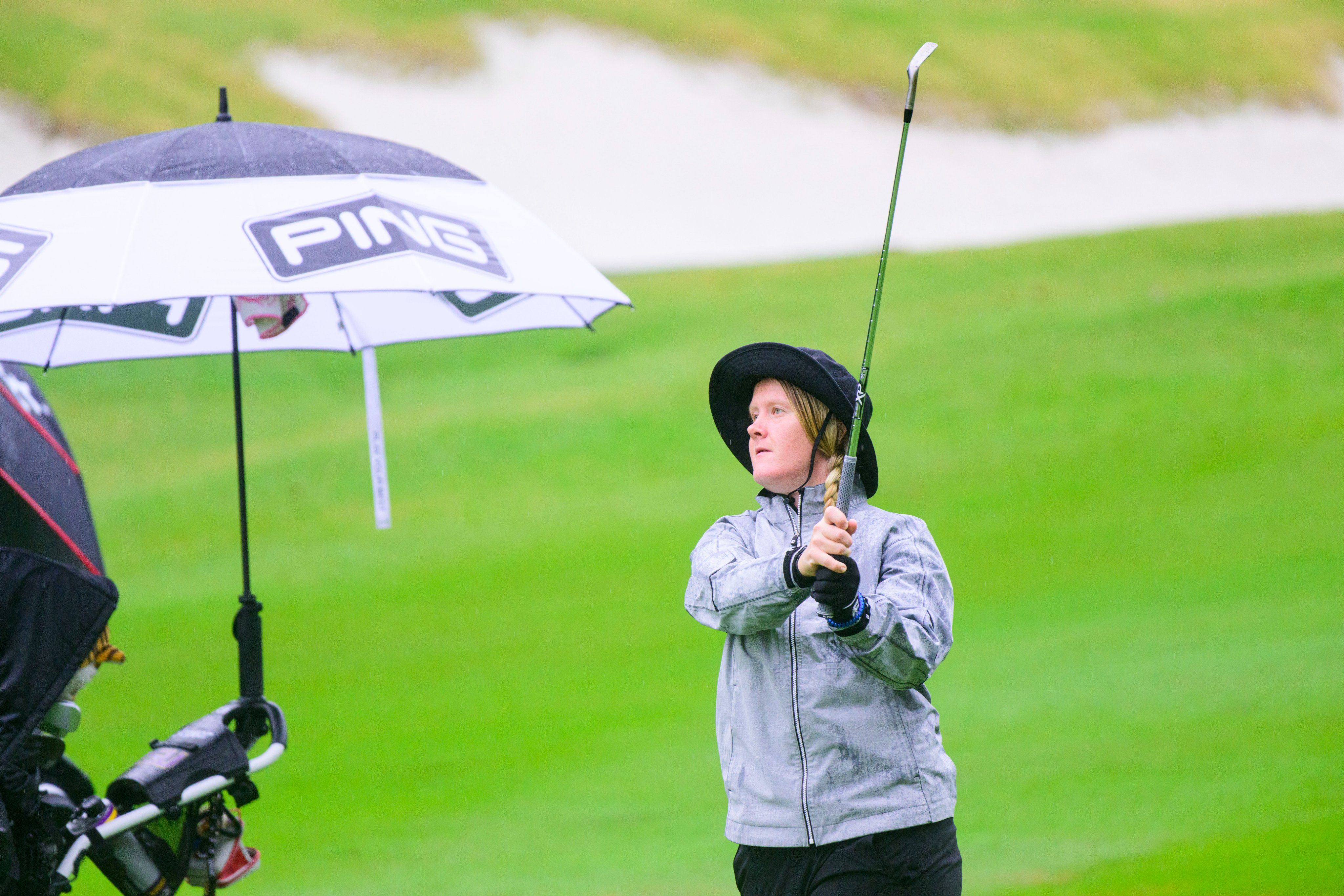 Ingrid Lindblad in rain at SECs