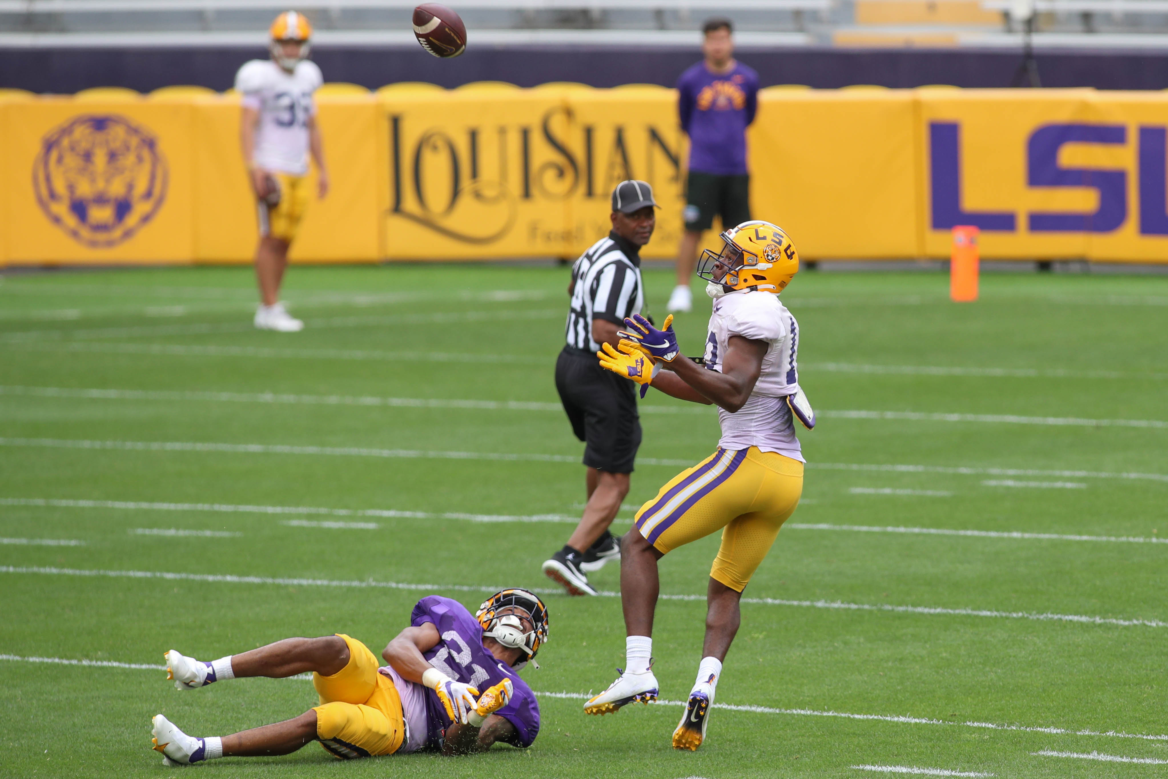 Jaray Jenkins catches TD pass Saturday.
