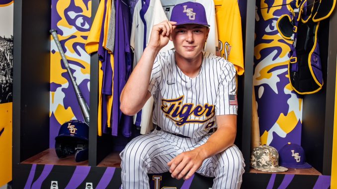Justin Loer with LSU uni