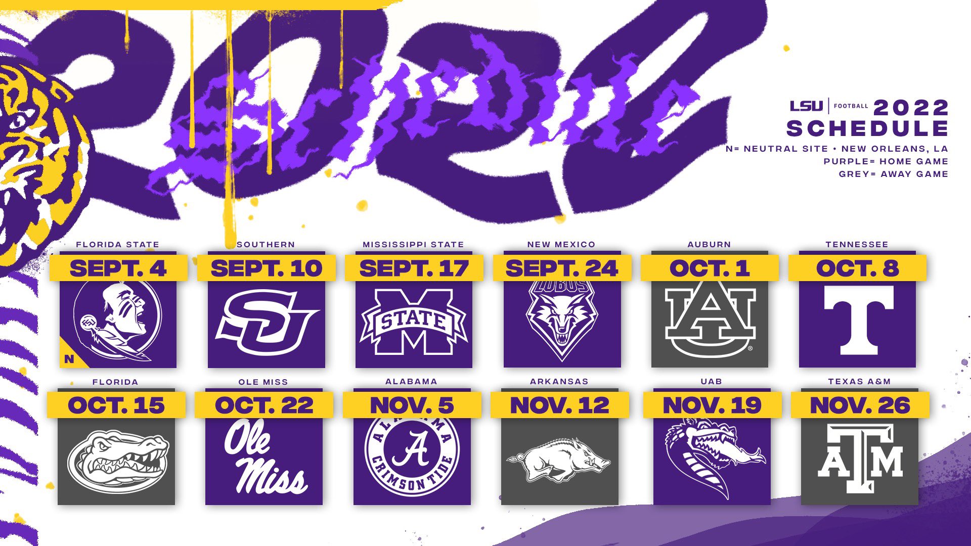 LSU releases 2022 football schedule Tiger Rag