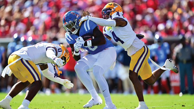 LSUFootballvsOleMiss2025_TamarcusCooleyMansoorDelane_LSUAthletics