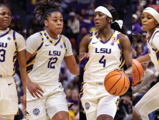 MiLaysia Fulwiley, Mikaylah Williams, Flau'jae Johnson and ZaKiyah Johnson, LSU