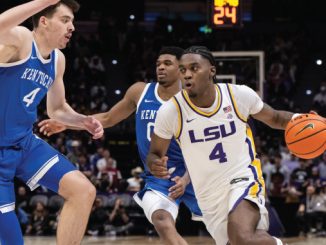 LSU guard Rashad King scored 12 points in the Tigers' heartbreaking, 75-74 loss to Kentucky Wednesday night at the Pete Maravich Assembly Center. (Tiger Rag photo by Michael Bacigalupi).