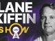 Promotional graphic for a show with large 'LANE KIFFIN SHOW' text, LSU logo, and a man’s photo on the right against a purple background.