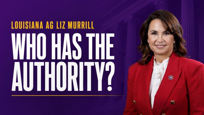 Promotional banner: purple background with large white 'WHO HAS THE AUTHORITY?' text and a woman in a red blazer on the right.