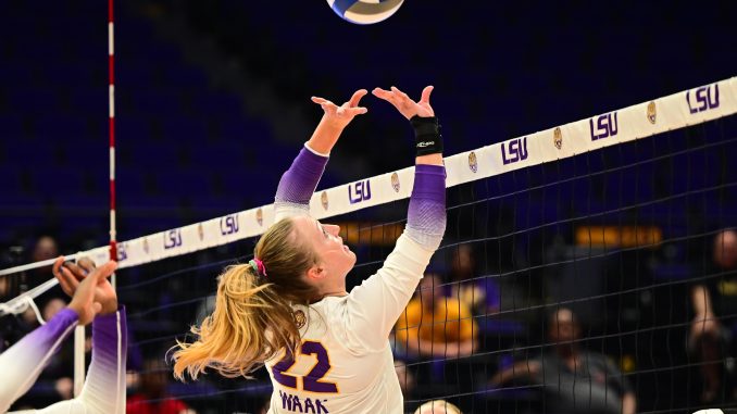 Maddie Waak sets vs Mizzou