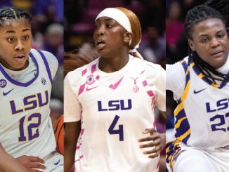 Mikaylah Williams, Flau'jae Johnson and MiLaysia Fulwiley, LSU