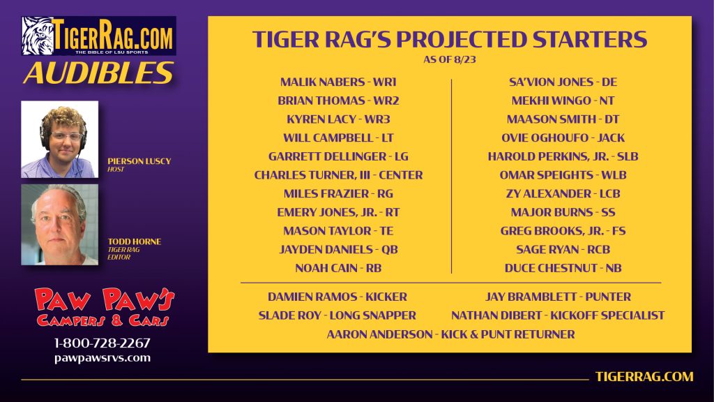 Tiger Rag's Projected LSU Football Starters