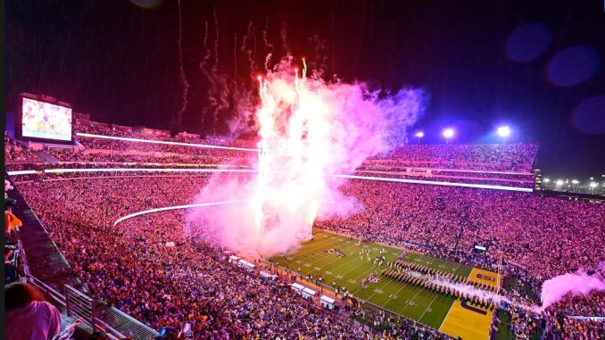 Tiger Stadium at Night LSU football's Tiger Stadium at Night.