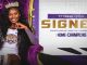 Portrait of Ty'yanah Adams wearing a crown, sitting on a purple throne beside a poster that reads SIGNED and Home of Champions.