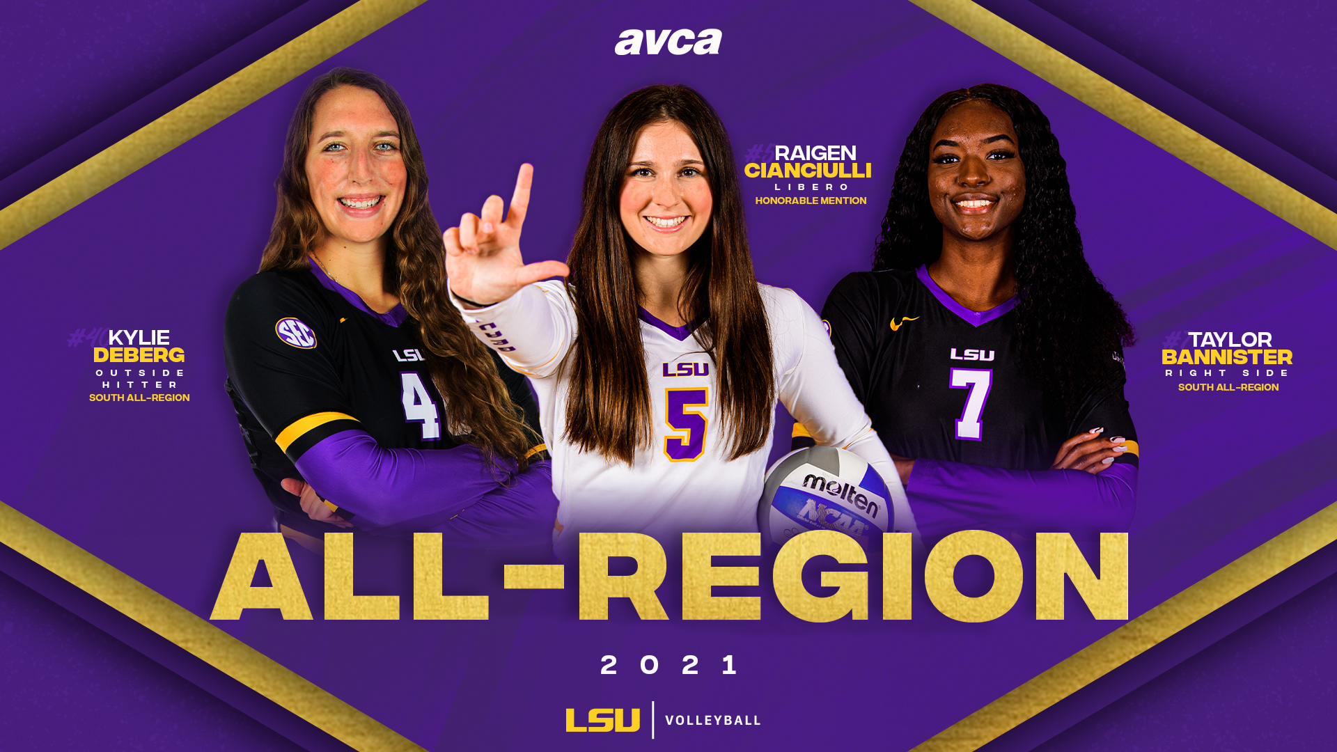 LSU volleyball has three players chosen to 2021 AVCA All-Region team ...